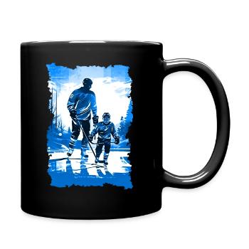 Vater und Sohn Eishockey Vatertags Geschenk - Tasse einfarbig - Schwarz - Rechts