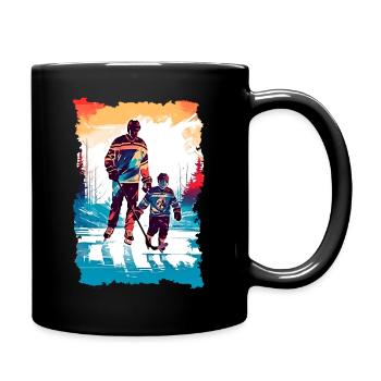 Vater und Sohn Eishockey Vatertags Geschenk - Tasse einfarbig - Schwarz - Rechts