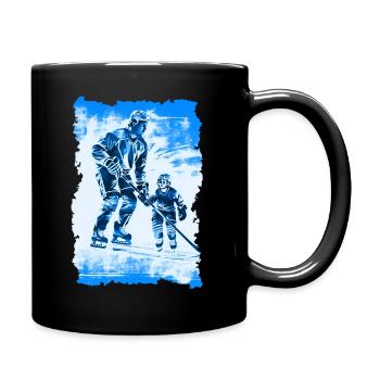 Vater und Sohn Eishockey Vatertags Geschenk - Tasse einfarbig - Schwarz - Rechts