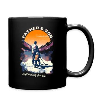 Vater und Sohn Eishockey Vatertags Geschenk - Tasse einfarbig - Schwarz - Rechts