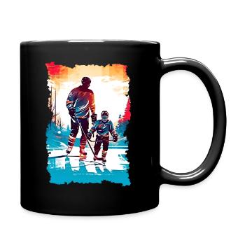 Vater und Sohn Eishockey Vatertags Geschenk - Tasse einfarbig - Schwarz - Rechts