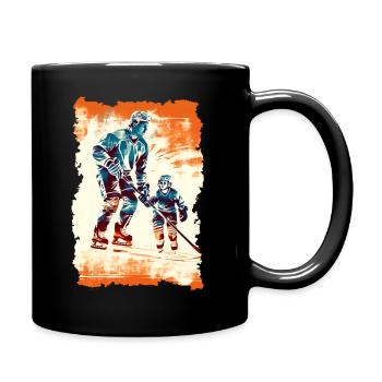 Vater und Sohn Eishockey Vatertags Geschenk - Tasse einfarbig - Schwarz - Rechts