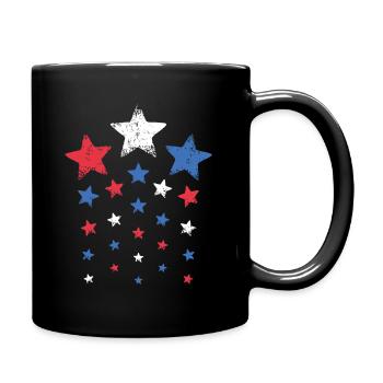 4 juillet Femmes Hommes Mignons Rouge Blanc Bleu Étoiles - Mug uni - noir - Droite