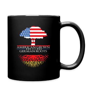 German Roots American Grown Tree Flag USA Germany - Full Colour Mug - black - Right