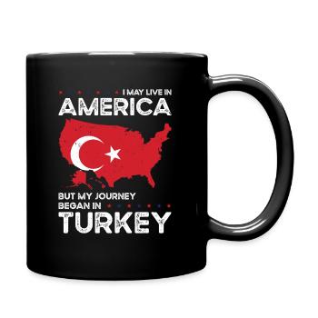 Born Turkish Turkey American USA Citizenship - Full Colour Mug - black - Right