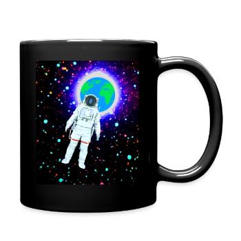 Astronaut in front of Earth - Full Colour Mug - black - Right