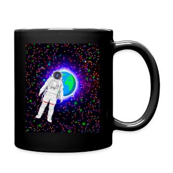 Astronaute dans l’espace devant la planète Terre - Mug uni - noir - Droite