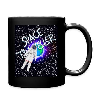 Space Traveller Astronaut - Tasse einfarbig - Schwarz - Rechts