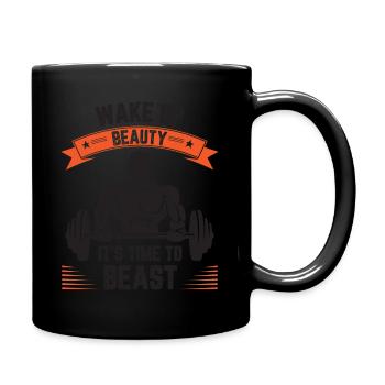 wake up beauty its time to beat - Full Colour Mug - black - Right