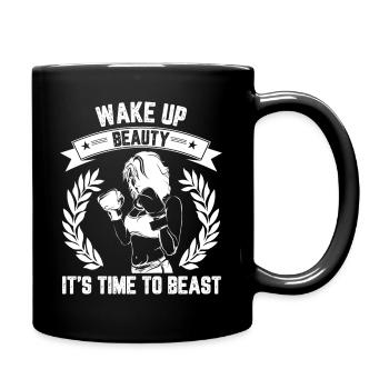 wake up beauty its time to beat - Full Colour Mug - black - Right