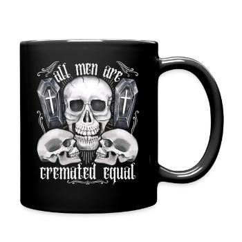 Drei Totenköpfe, lustiger Spruch, Pun, Krematorium - Tasse einfarbig - Schwarz - Rechts