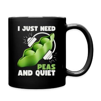 Peas, Funny Saying, 3D Style, Pun, Word Game - Full Colour Mug - black - Right