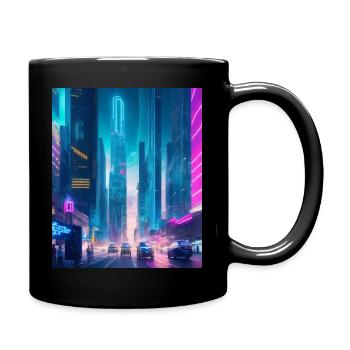 Futuristic City: Technology and Uncertainty - Full Colour Mug - black - Right