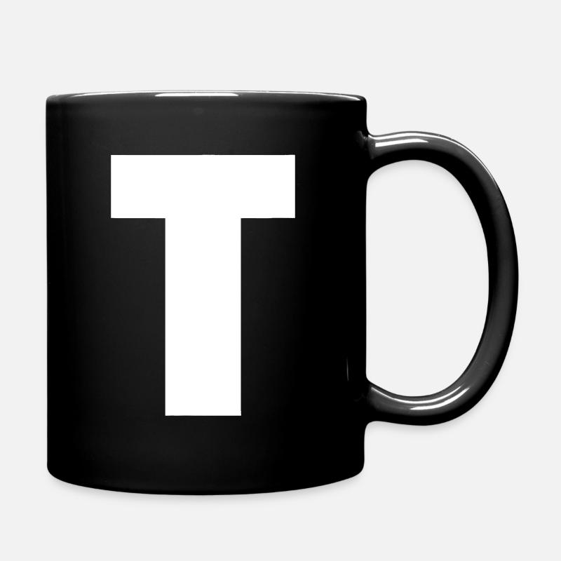 Buchstabe T Großbuchstaben Alphabet Monogramm Initiale - Tasse einfarbig - Schwarz