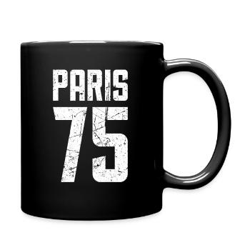 Paris 75 Frankreich Kennzeichen - Tasse einfarbig - Schwarz - Rechts