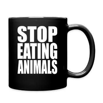 Stop Eating Animals Vegan Vegetarian - Full Colour Mug - black - Right