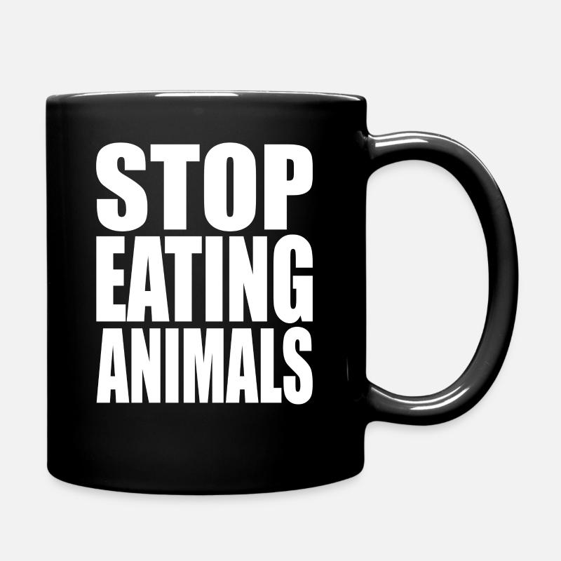 Stop Eating Animals Vegan Vegetarier - Tasse einfarbig - Schwarz