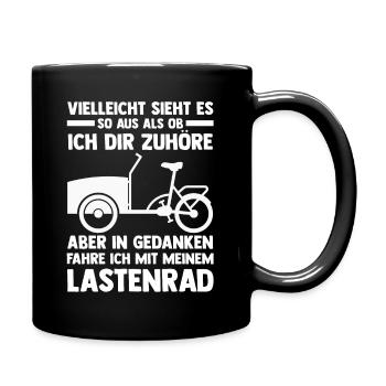 Fahrrad Lastenfahrrad Lastenrad - Tasse einfarbig - Schwarz - Rechts