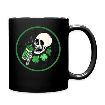 Innerlich tot, aber glücklich fühlender Schädel St. Patrick's - Tasse einfarbig - Schwarz - Rechts
