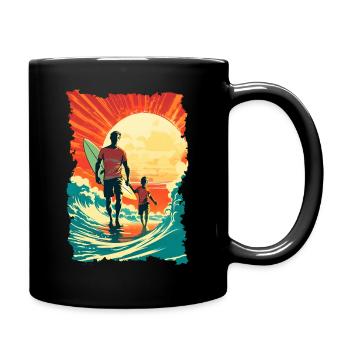Vater und Sohn Surfen Surfer Geschenk - Tasse einfarbig - Schwarz - Rechts