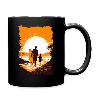 Vater und Sohn Surfen Surfer Geschenk - Tasse einfarbig - Schwarz - Rechts