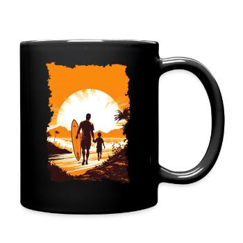 Vater und Sohn Surfen Surfer Geschenk - Tasse einfarbig - Schwarz - Rechts