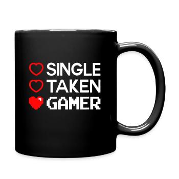 Single Taken Gamer T Shirt Valentines Day Gaming - Full Colour Mug - black - Right