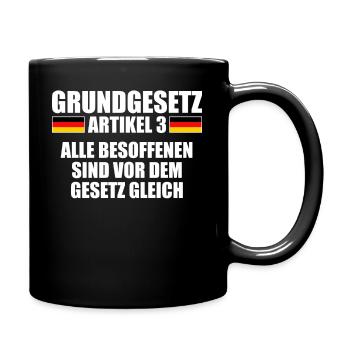 Grundgesetz Artikel 3 Mallorcaurlaub Unantastbar - Tasse einfarbig - Schwarz - Rechts
