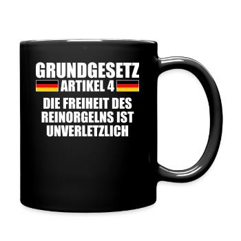 Grundgesetz Artikel 4 Mallorcaurlaub Unantastbar - Tasse einfarbig - Schwarz - Rechts