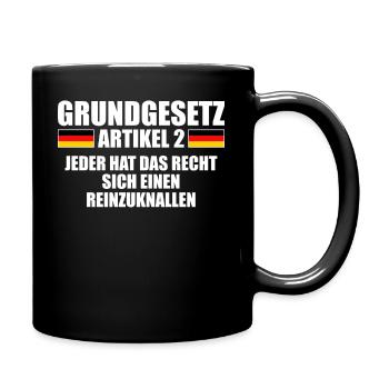 Grundgesetz Artikel 2 Mallorcaurlaub Unantastbar - Tasse einfarbig - Schwarz - Rechts