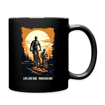 Father and son mountain bike mountain biker gift - Full Colour Mug - black - Right