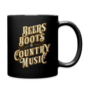 Bierstiefel Country-Musik lustiges Design - Tasse einfarbig - Schwarz - Rechts