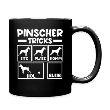 Hund Pinscher - Tasse einfarbig - Schwarz - Rechts