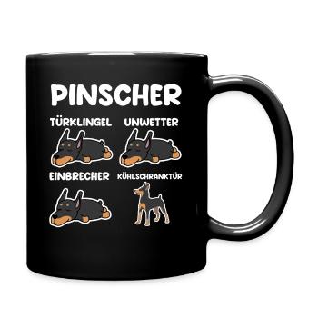 Hund Pinscher - Tasse einfarbig - Schwarz - Rechts