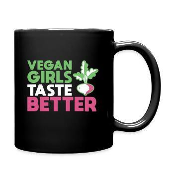 Vegan Girls Taste Better Adult Humor Gift - Full Colour Mug - black - Right