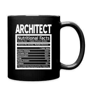Funny Nutritional Facts Of An Architect Retro - Full Colour Mug - black - Right