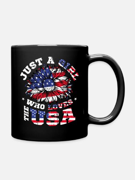 Just A Girl Who Loves USA 4th Of July America - Tasse einfarbig - Schwarz