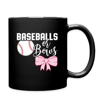 Cute Baseballs or Bows Gender Reveal - Team Boy - Full Colour Mug - black - Right