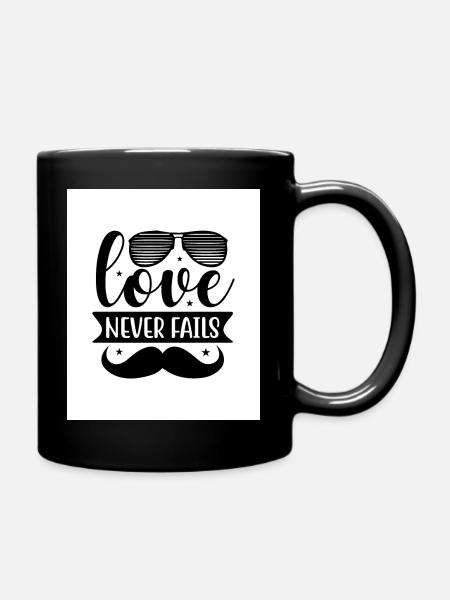 Love never fails - Full Colour Mug - black