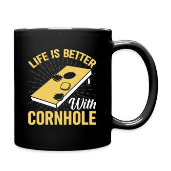 Cornhole Leben ist besser mit - Tasse einfarbig - Schwarz - Rechts