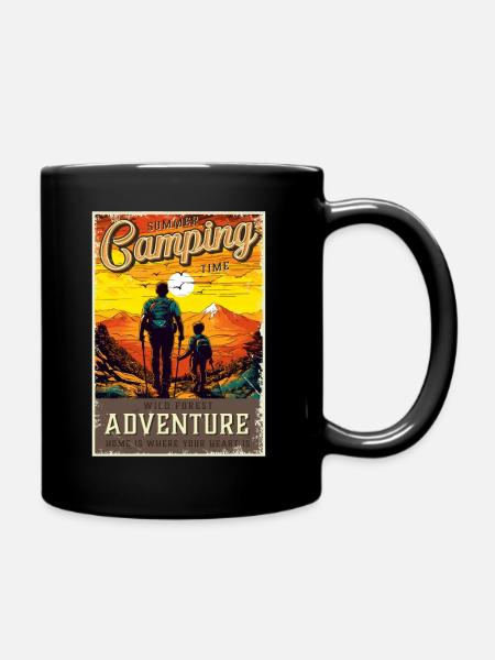 Wandern Wanderer Vater und Sohn Vatertag Geschenk - Tasse einfarbig - Schwarz