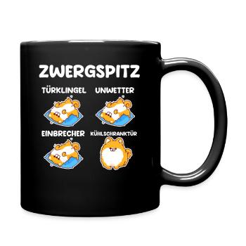 Hund Zwergspitz - Tasse einfarbig - Schwarz - Rechts