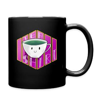 Tea Shirt Grüntee Teetrinker Teeliebhaber Cartoon - Tasse einfarbig - Schwarz - Rechts