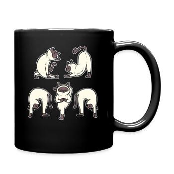 Siamese Cat Yoga Katzeneltern - Tasse einfarbig - Schwarz - Rechts