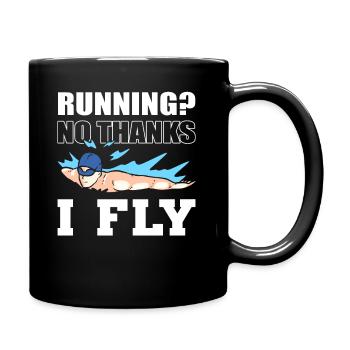 Lustiger Schwimmer Marathoner - Tasse einfarbig - Schwarz - Rechts