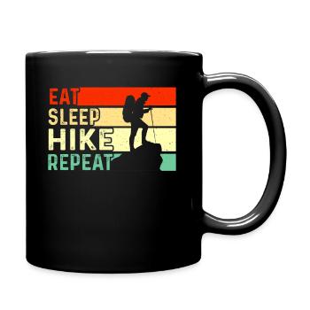 Eat sleep hike repeat hiking mountains mountaineering - Full Colour Mug - black - Right