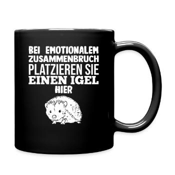 Tiermotiv Igel - Tasse einfarbig - Schwarz - Rechts