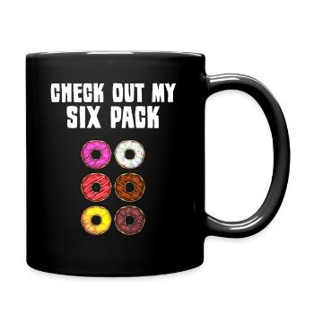 Lustiger Donut für Kinder Männer Frauen Donut Gym Sixpack - Tasse einfarbig - Schwarz - Rechts