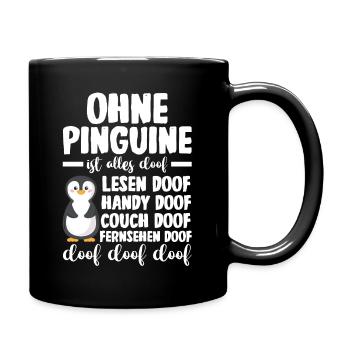 Tiermotiv Pinguin - Tasse einfarbig - Schwarz - Rechts