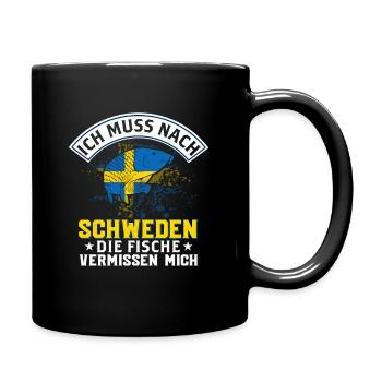 Ich Muss Nach Schweden Die Fische Vermissen Mich - Tasse einfarbig - Schwarz - Rechts